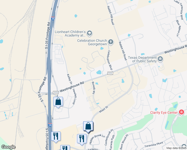 map of restaurants, bars, coffee shops, grocery stores, and more near 516 Westinghouse Road in Georgetown