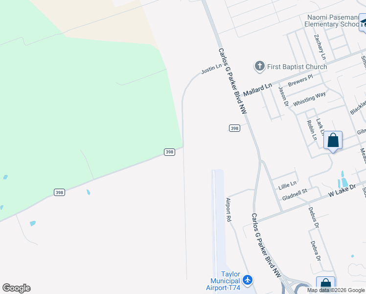 map of restaurants, bars, coffee shops, grocery stores, and more near 1901 Justin Lane in Taylor