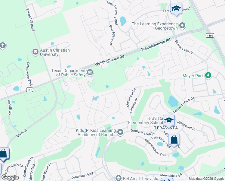 map of restaurants, bars, coffee shops, grocery stores, and more near 604 Windom Way in Georgetown