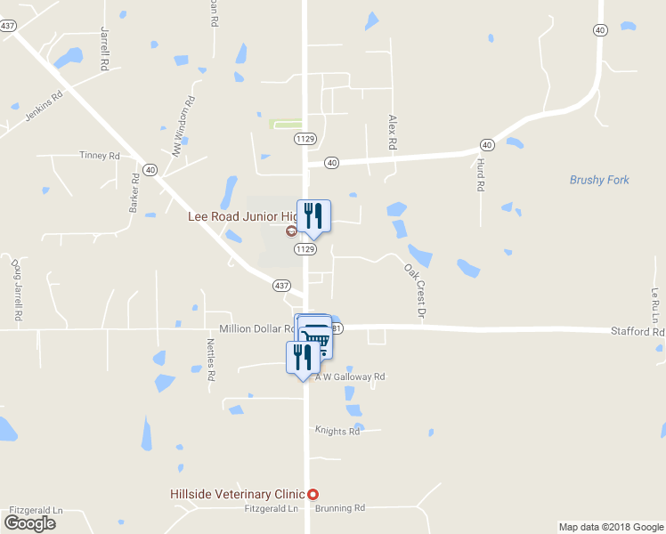 map of restaurants, bars, coffee shops, grocery stores, and more near 1007 Oak Crest Drive in Covington