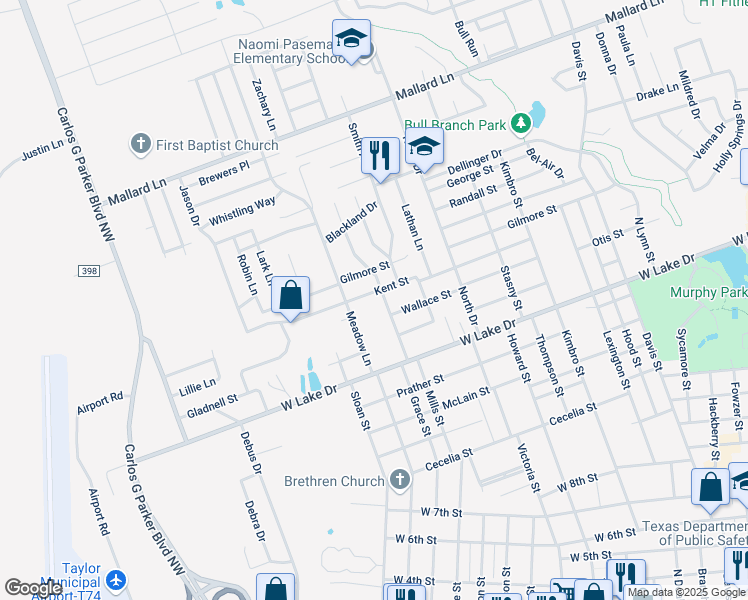map of restaurants, bars, coffee shops, grocery stores, and more near 1501 Kent St in Taylor