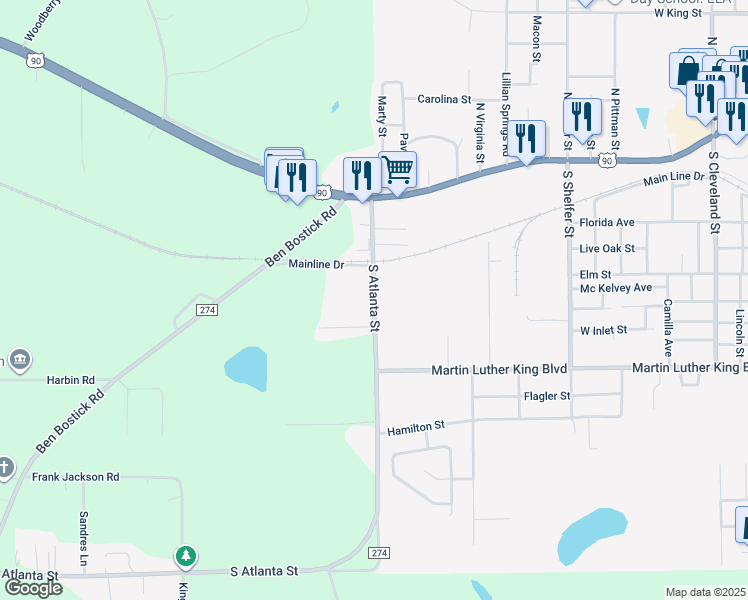 map of restaurants, bars, coffee shops, grocery stores, and more near 529 South Atlanta Street in Quincy