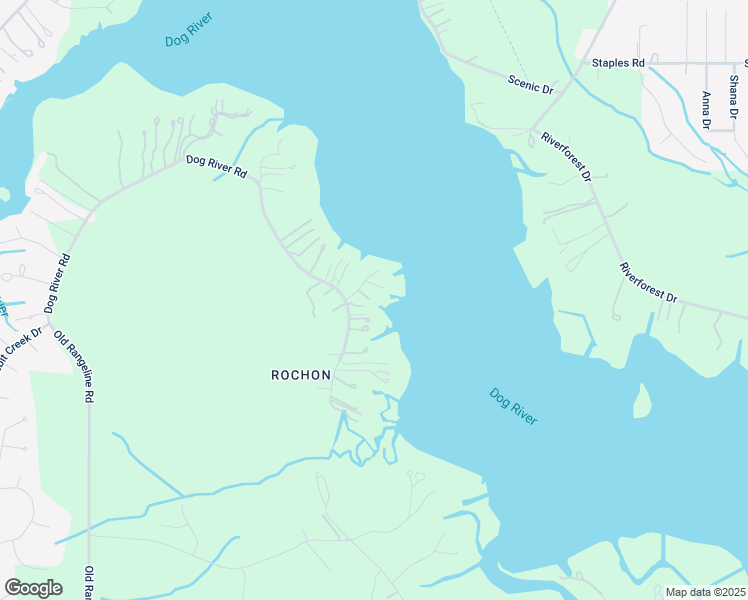 map of restaurants, bars, coffee shops, grocery stores, and more near 5315 Dog River Lane in Theodore