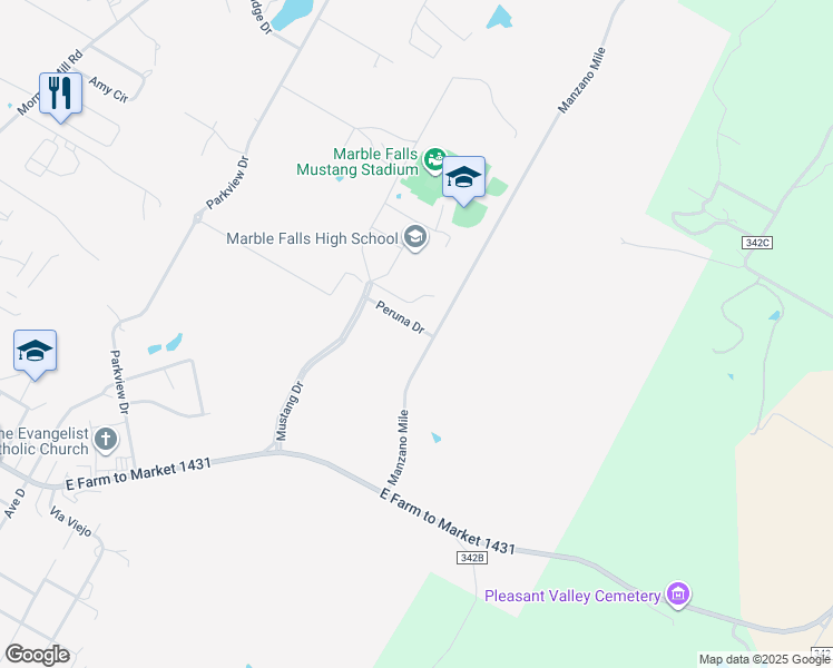 map of restaurants, bars, coffee shops, grocery stores, and more near in Marble Falls