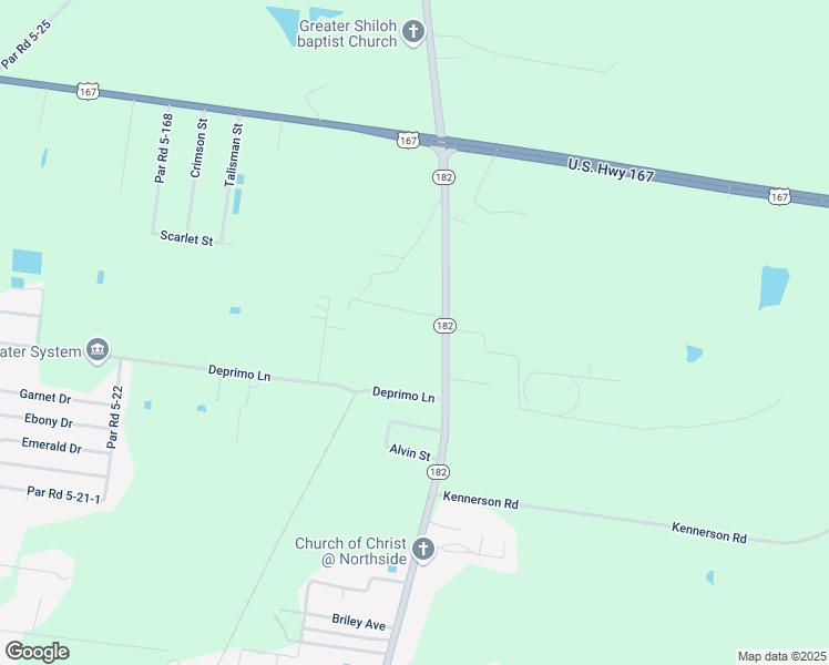map of restaurants, bars, coffee shops, grocery stores, and more near Route 182 in Opelousas
