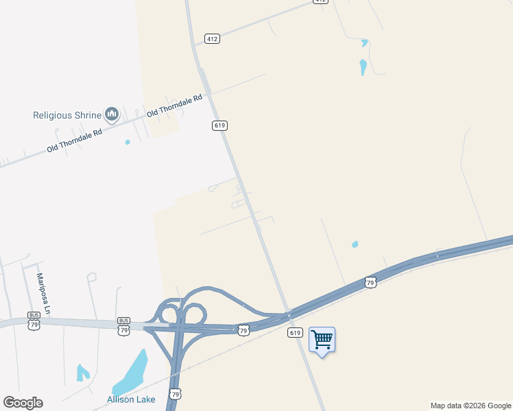 map of restaurants, bars, coffee shops, grocery stores, and more near 5421 Farm to Market Road 619 in Taylor