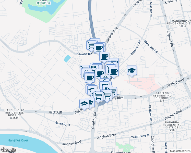 map of restaurants, bars, coffee shops, grocery stores, and more near Ying Fang Ce Lu in Wu Han Shi