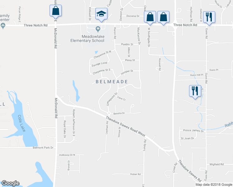 map of restaurants, bars, coffee shops, grocery stores, and more near 5269 Gamepoint Drive in Theodore