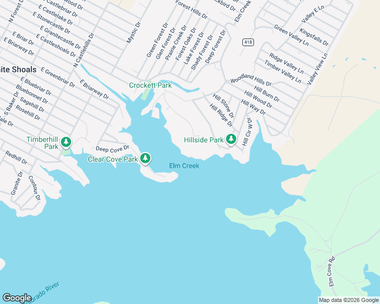 map of restaurants, bars, coffee shops, grocery stores, and more near 1552 Hill Top Drive in Granite Shoals