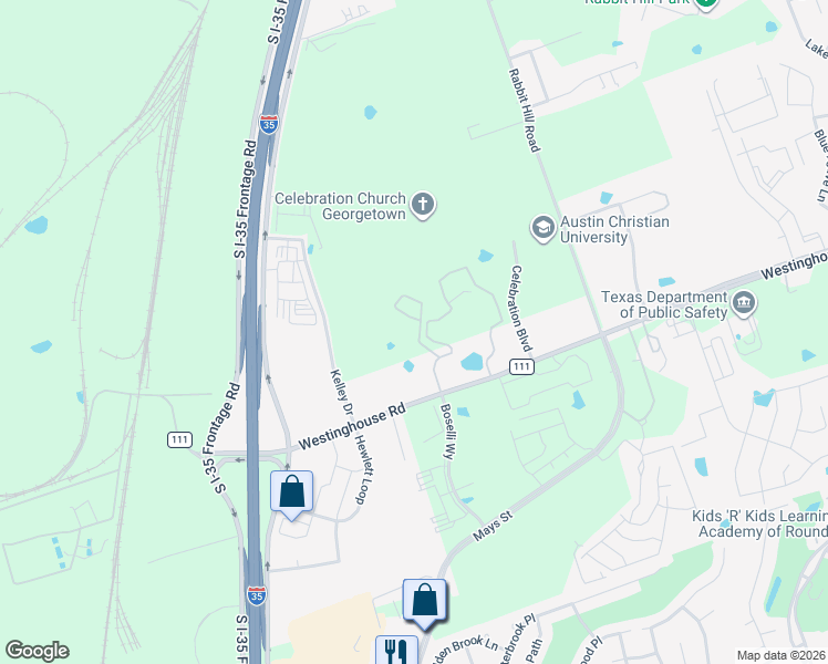 map of restaurants, bars, coffee shops, grocery stores, and more near 403 Westinghouse Road in Georgetown