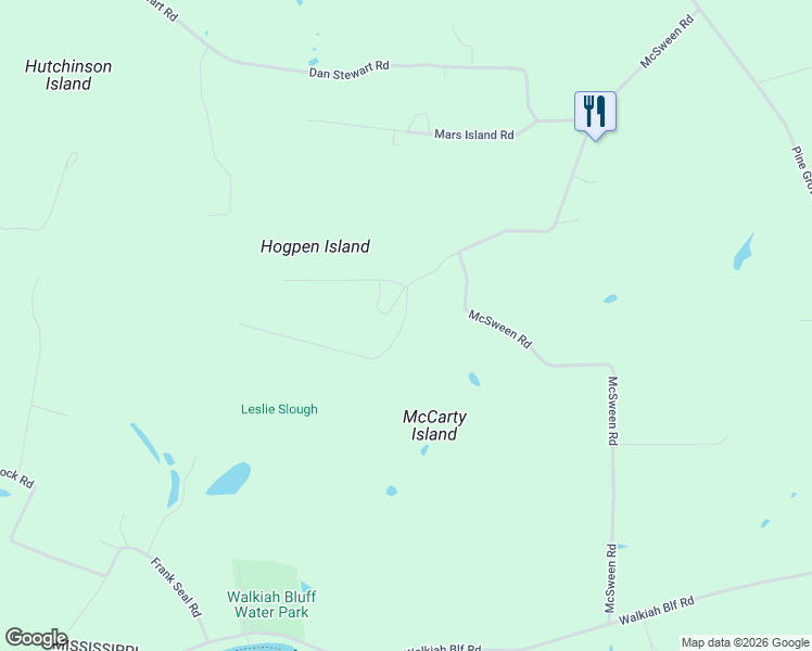 map of restaurants, bars, coffee shops, grocery stores, and more near McCarty Island Road in Picayune