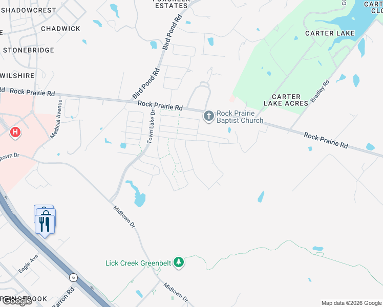 map of restaurants, bars, coffee shops, grocery stores, and more near 4200 Rock Prairie Road in College Station