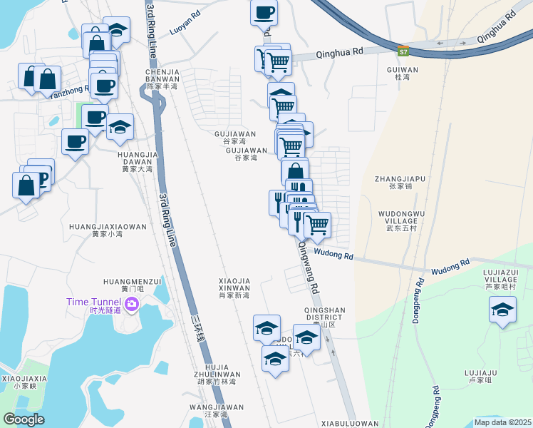 map of restaurants, bars, coffee shops, grocery stores, and more near in Wuhan