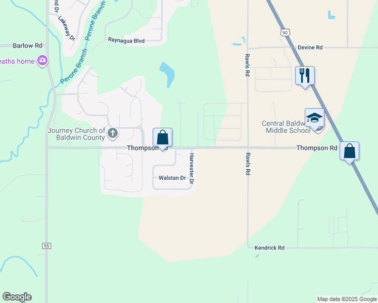 map of restaurants, bars, coffee shops, grocery stores, and more near 16735 Thompson Rd in Loxley