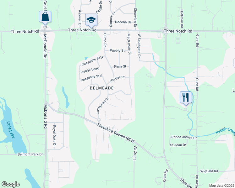 map of restaurants, bars, coffee shops, grocery stores, and more near 8080 Cross Bow Lane in Tillmans Corner