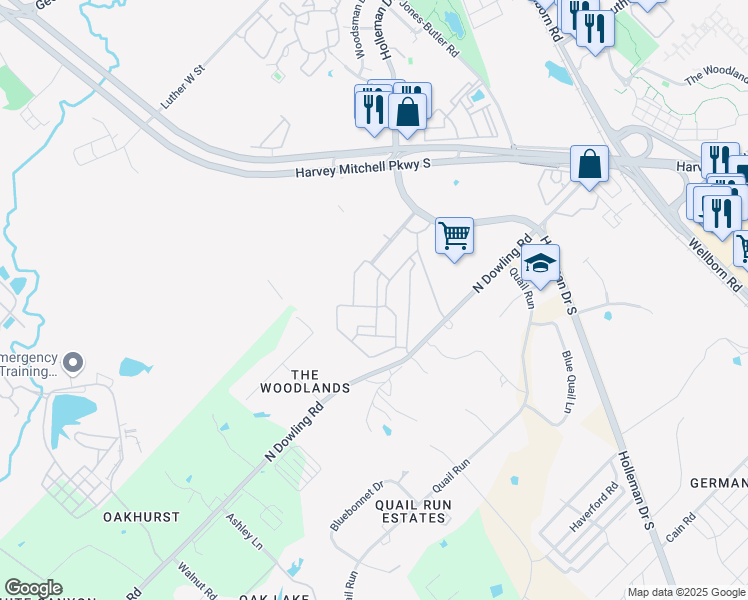 map of restaurants, bars, coffee shops, grocery stores, and more near 2300 Cottage Lane in College Station