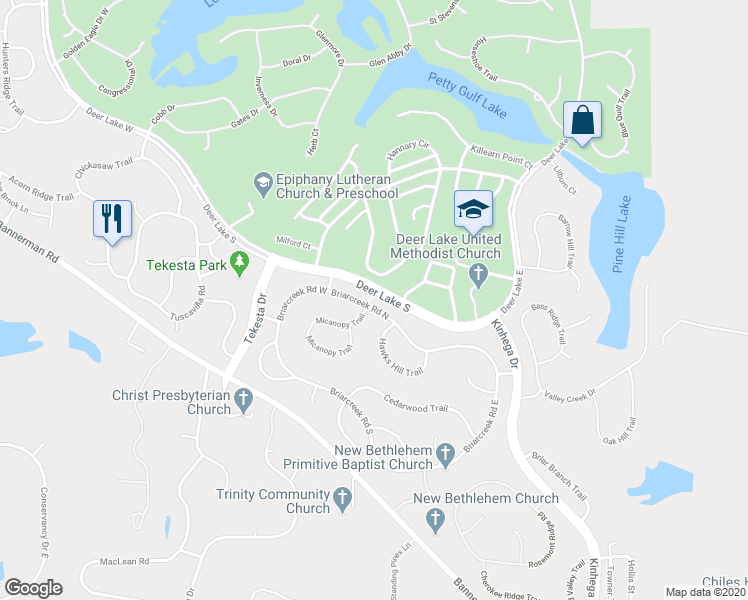 map of restaurants, bars, coffee shops, grocery stores, and more near 7801 Briarcreek Road North in Tallahassee