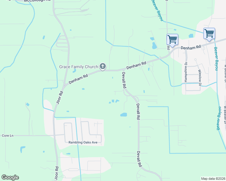 map of restaurants, bars, coffee shops, grocery stores, and more near 13350 Denham Road in Baton Rouge