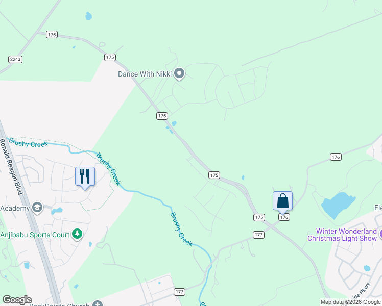 map of restaurants, bars, coffee shops, grocery stores, and more near 952 County Road 175 in Leander