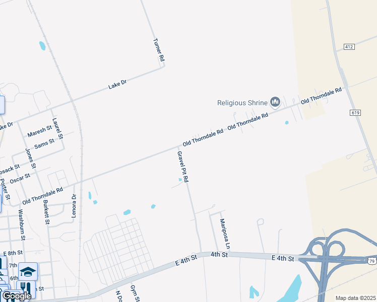 map of restaurants, bars, coffee shops, grocery stores, and more near 2000-2082 Old Thorndale Rd in Taylor