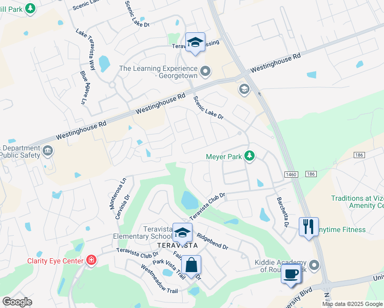 map of restaurants, bars, coffee shops, grocery stores, and more near 4513 Chestnut Meadows Bend in Georgetown