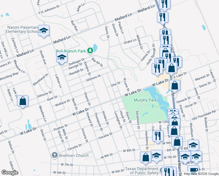 map of restaurants, bars, coffee shops, grocery stores, and more near 1718 Lexington Street in Taylor