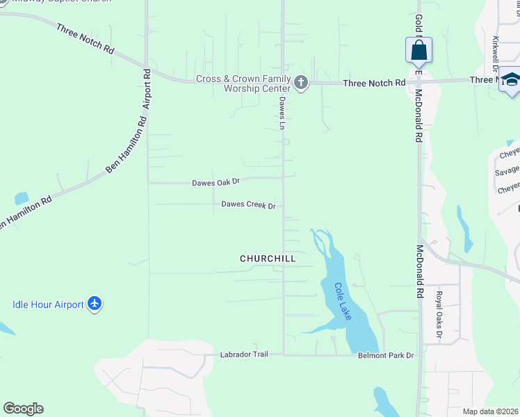 map of restaurants, bars, coffee shops, grocery stores, and more near 8907 Dawes Creek Drive in Theodore