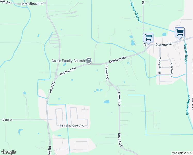map of restaurants, bars, coffee shops, grocery stores, and more near 13350 Denham Road in Baton Rouge