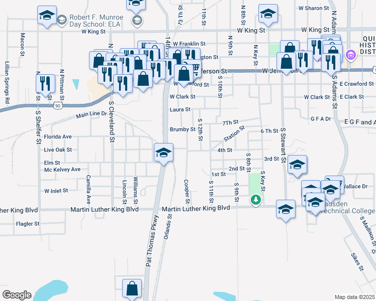 map of restaurants, bars, coffee shops, grocery stores, and more near 1046 4th Street in Quincy