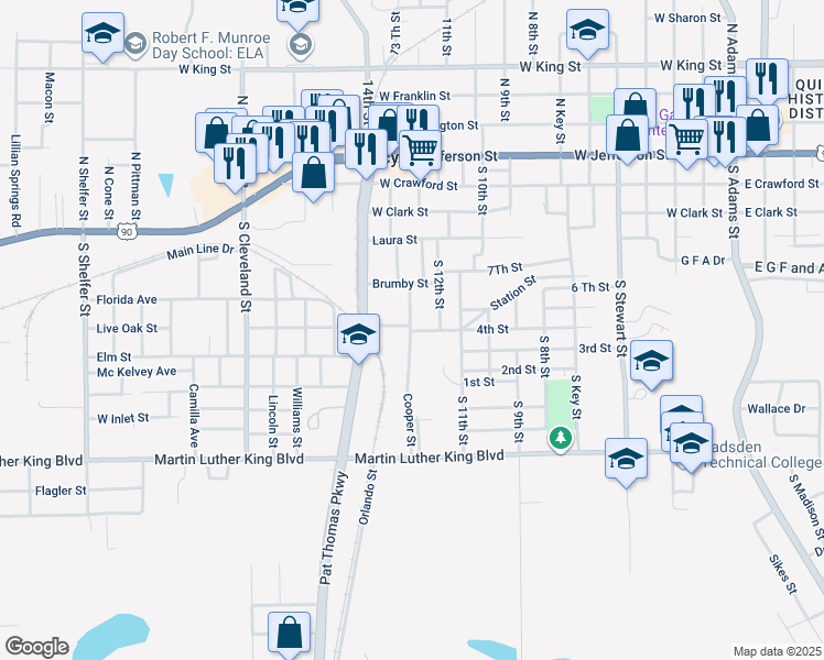 map of restaurants, bars, coffee shops, grocery stores, and more near 1046 4th Street in Quincy