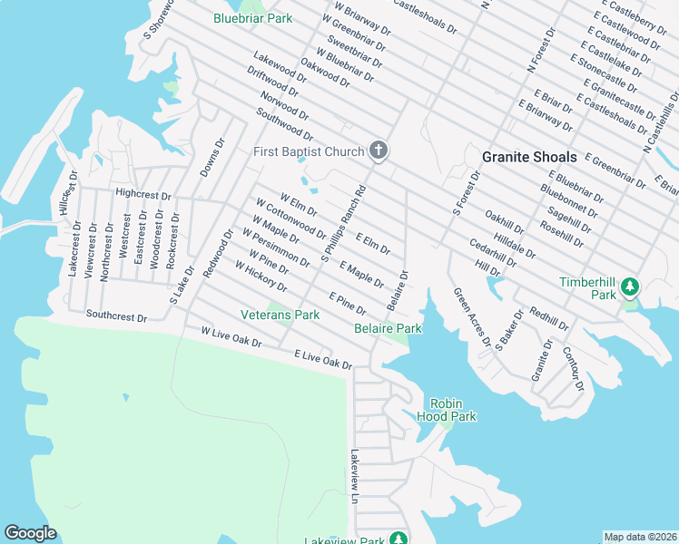 map of restaurants, bars, coffee shops, grocery stores, and more near 108 East Maple Drive in Marble Falls