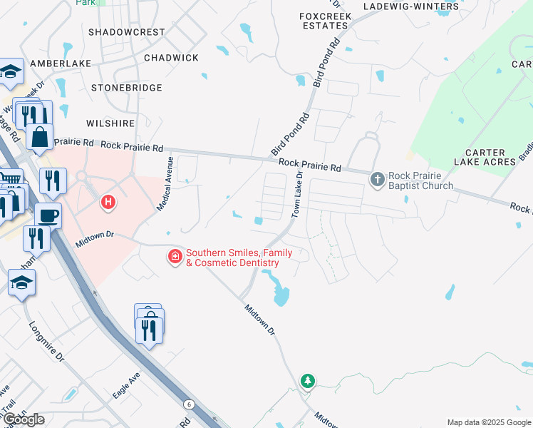 map of restaurants, bars, coffee shops, grocery stores, and more near 1122 Amistad Loop in College Station