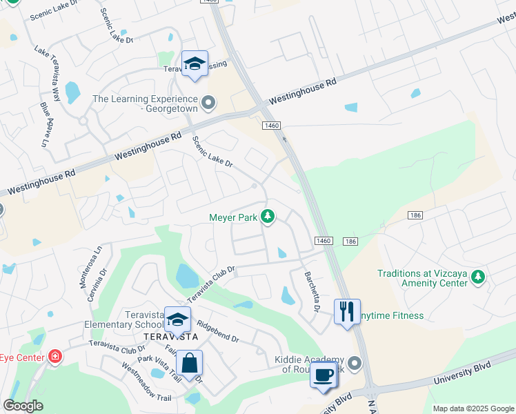 map of restaurants, bars, coffee shops, grocery stores, and more near 1996 Dresden Cove in Round Rock