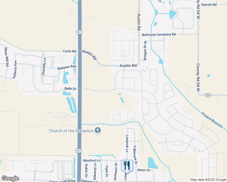 map of restaurants, bars, coffee shops, grocery stores, and more near 10184 Fionn Loop in Daphne
