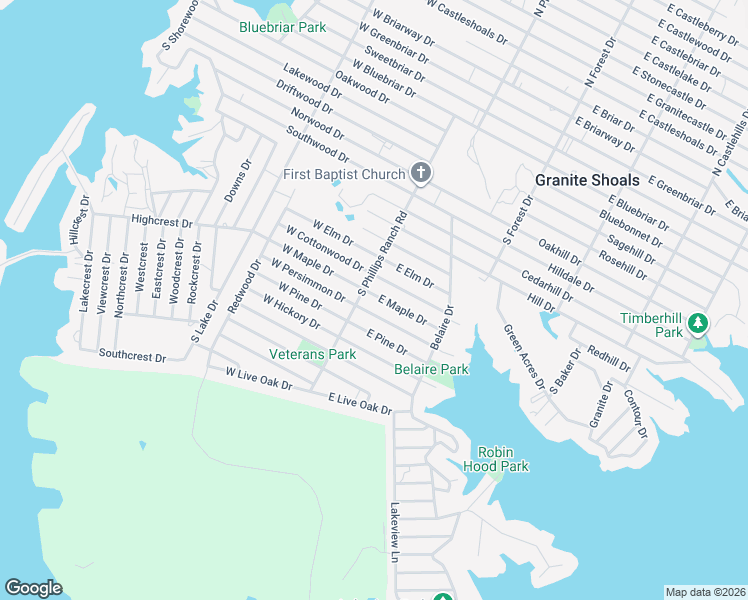 map of restaurants, bars, coffee shops, grocery stores, and more near 108 East Maple Drive in Marble Falls