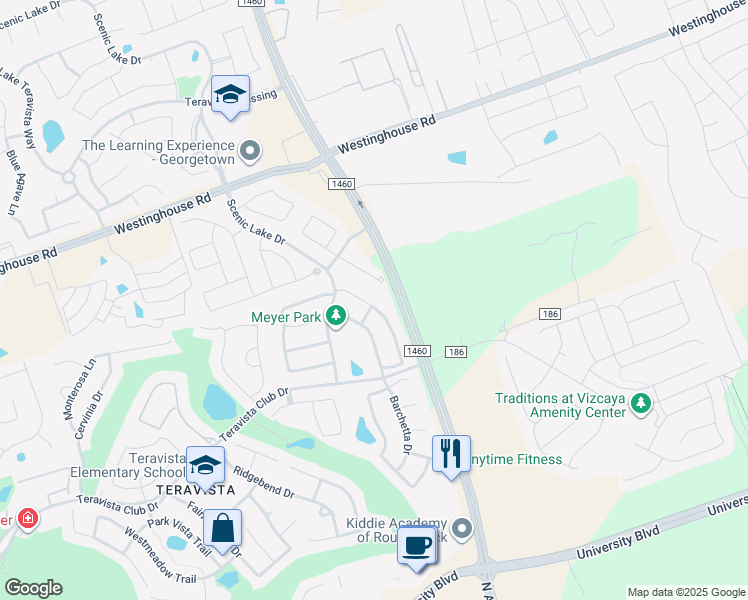 map of restaurants, bars, coffee shops, grocery stores, and more near 4509 Western Lake Drive in Round Rock