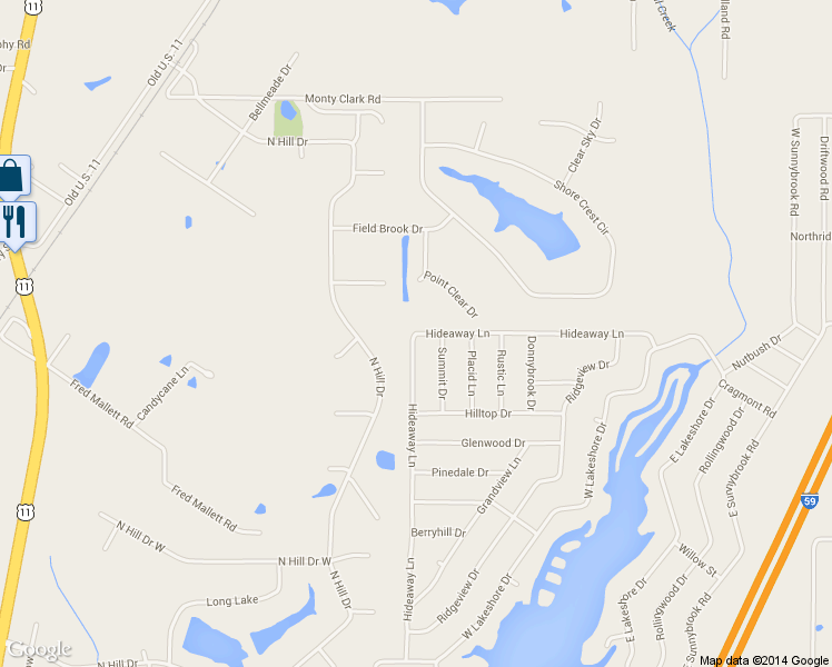 map of restaurants, bars, coffee shops, grocery stores, and more near 1426 Hideaway Ln in Carriere