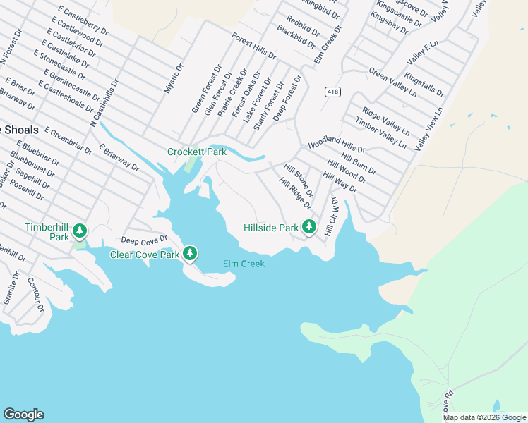 map of restaurants, bars, coffee shops, grocery stores, and more near 1509 Hill Top Drive in Granite Shoals
