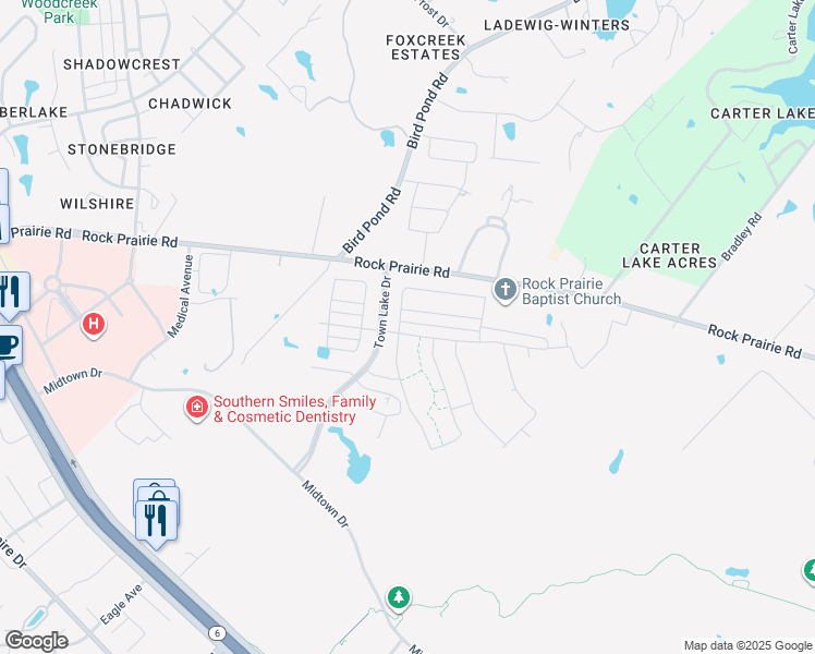 map of restaurants, bars, coffee shops, grocery stores, and more near 1047 Toledo Bend Drive in College Station
