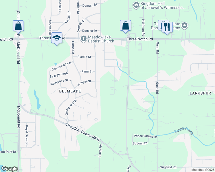 map of restaurants, bars, coffee shops, grocery stores, and more near 5168 Roswell Road in Mobile