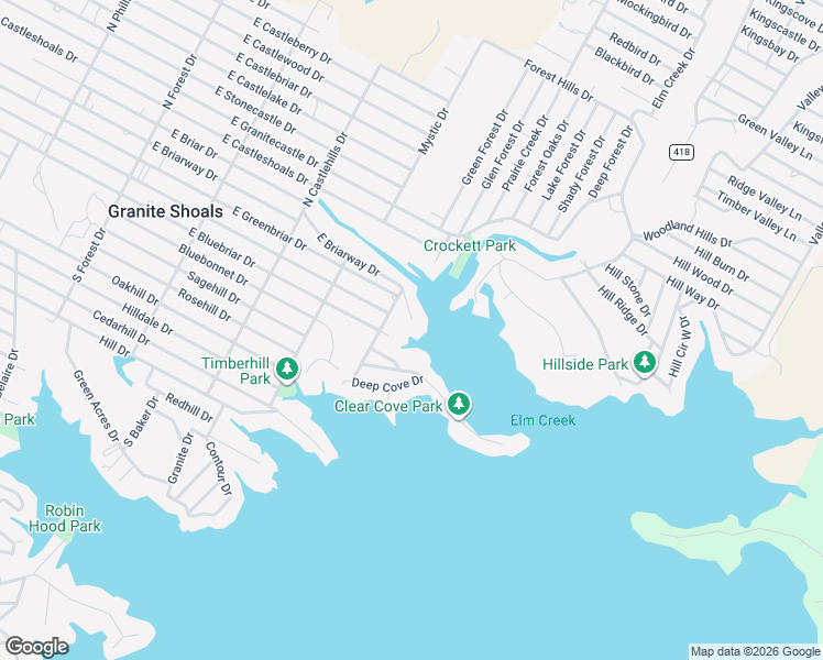 map of restaurants, bars, coffee shops, grocery stores, and more near 611 East Briarway Drive in Granite Shoals