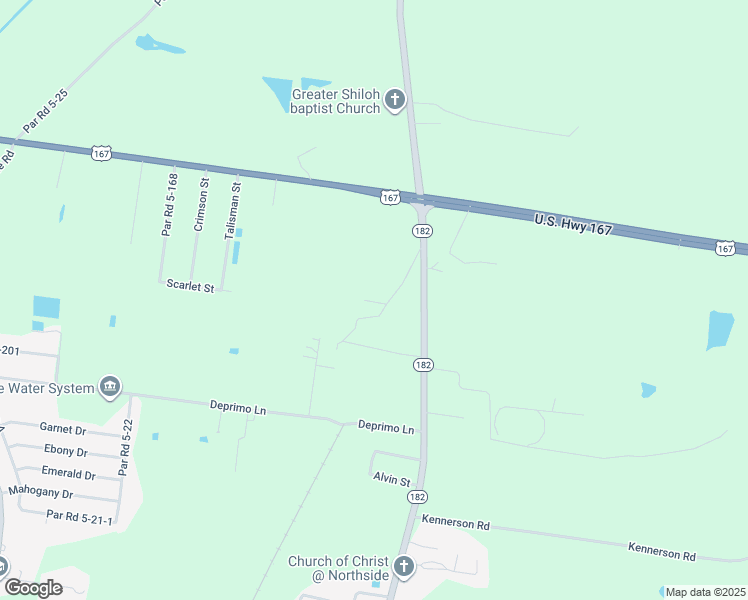 map of restaurants, bars, coffee shops, grocery stores, and more near 204 Bridges Road in Opelousas