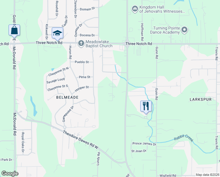 map of restaurants, bars, coffee shops, grocery stores, and more near 5168 Roswell Road in Mobile