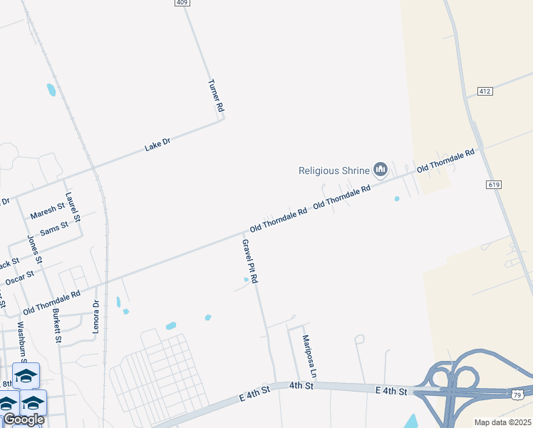 map of restaurants, bars, coffee shops, grocery stores, and more near 1705 Old Thorndale Road in Taylor