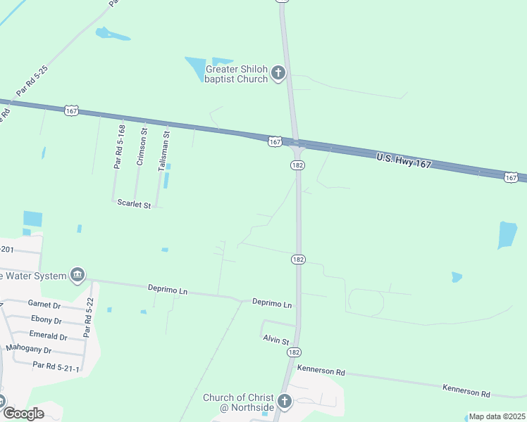 map of restaurants, bars, coffee shops, grocery stores, and more near 204 Bridges Road in Opelousas