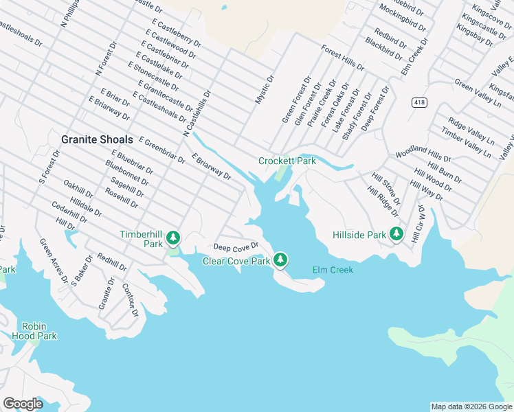 map of restaurants, bars, coffee shops, grocery stores, and more near 611 East Briarway Drive in Granite Shoals