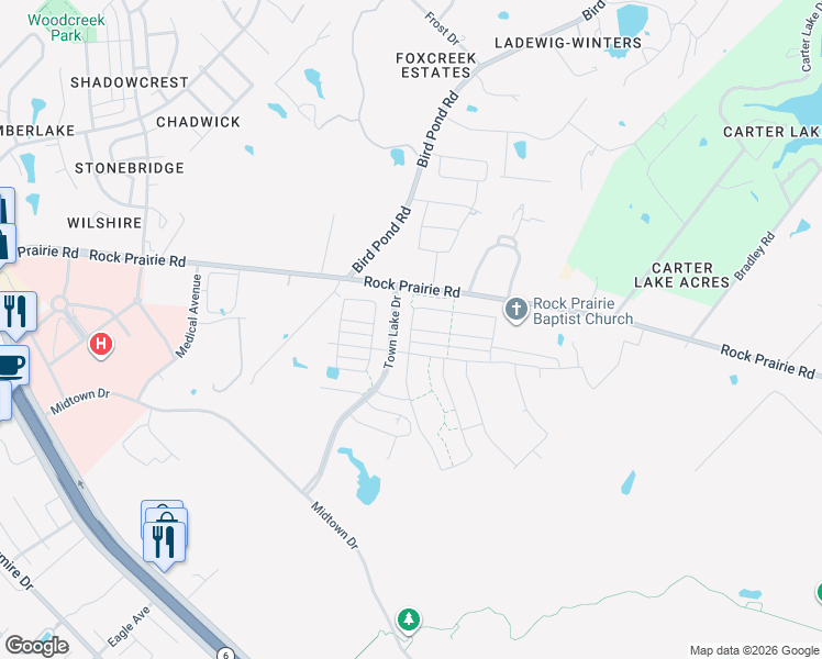 map of restaurants, bars, coffee shops, grocery stores, and more near 1047 Toledo Bend Drive in College Station