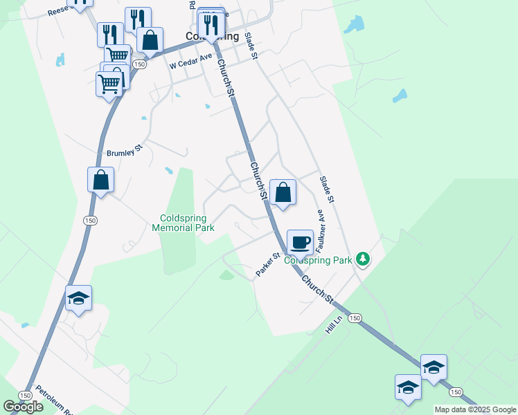 map of restaurants, bars, coffee shops, grocery stores, and more near 630 Texas 150 in Coldspring