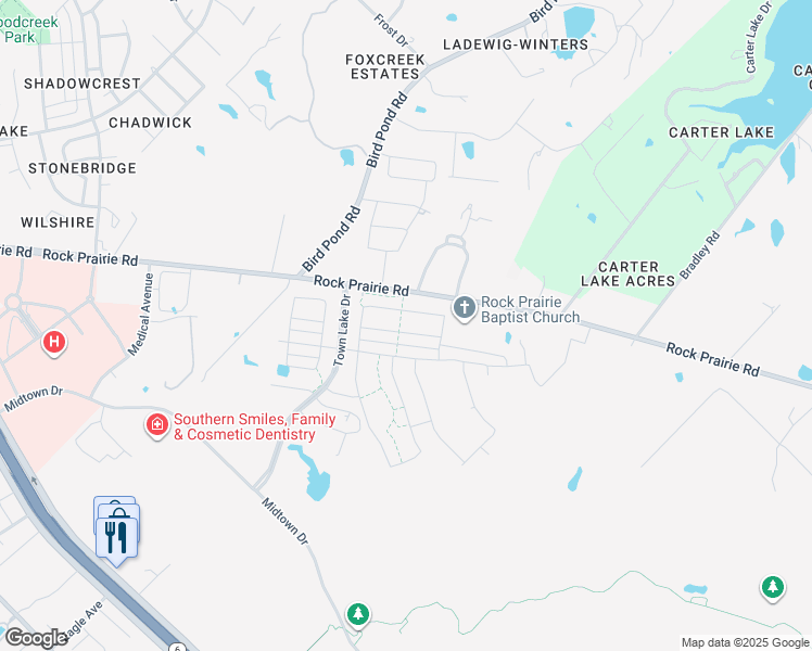 map of restaurants, bars, coffee shops, grocery stores, and more near 1050 Toledo Bend Drive in College Station