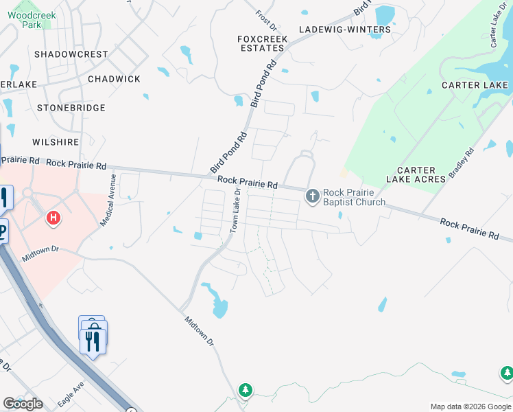 map of restaurants, bars, coffee shops, grocery stores, and more near 1047 Toledo Bend Drive in College Station